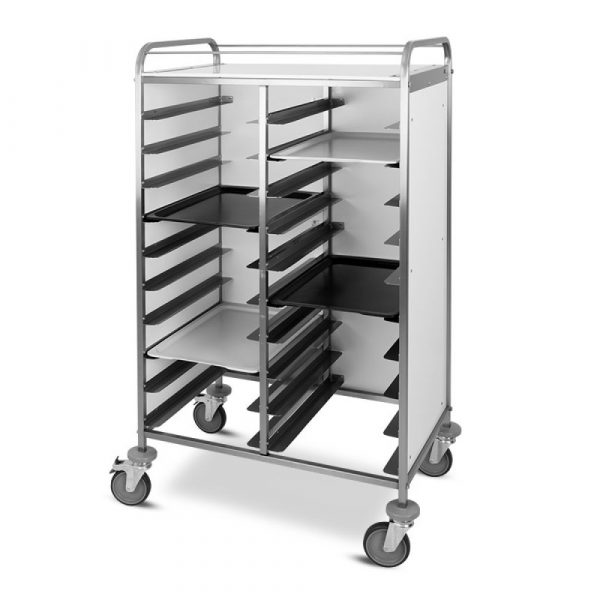 carrelli portavassoi GN-EN con pannelli laterali e piano superiore bianco