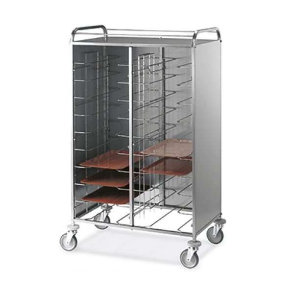carrello portavassoi universale con pannelli laterali e piano superiore inox
