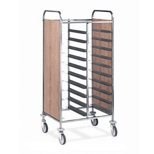 carrello portavassoi universale con pannelli laterali rovere