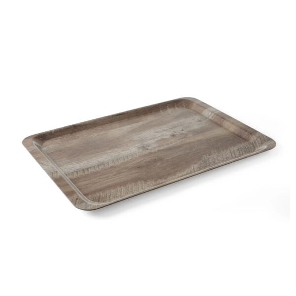 Vassoio in melamina rettangolare colore legno scuro